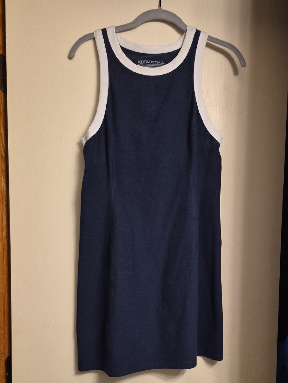 Beyond Yoga Navy Tank Dress with White Trim Accents
